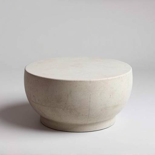 A modern, minimalist pouf made of smooth concrete.